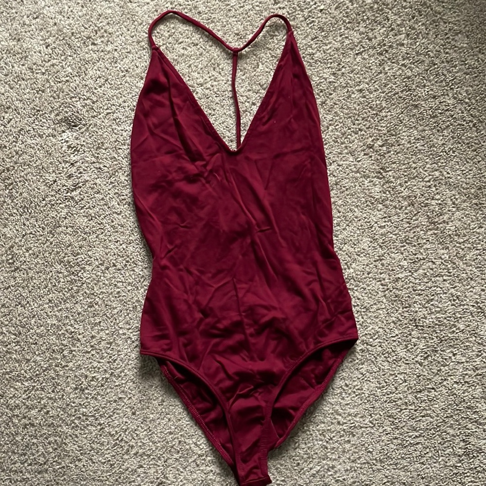 Open back red bodysuit